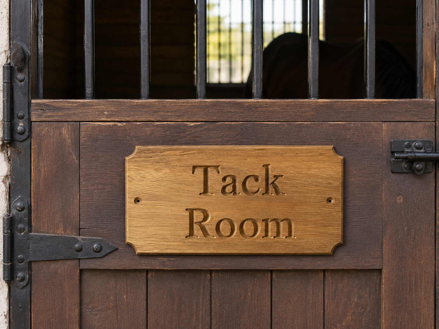 Personalised Stable Name Plaque, Oak or Iroko Wood, Equine Sign