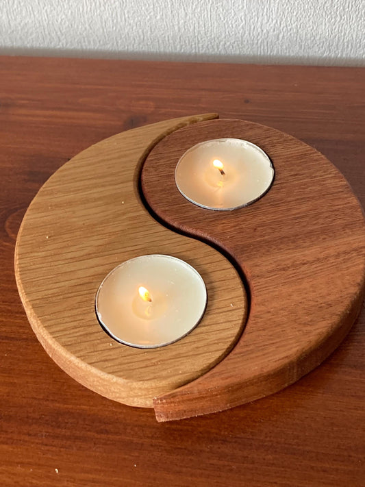 Yin-Yang tea light holder, yin and yang