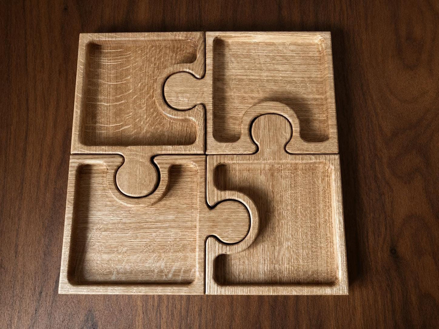 Interlocking Oak Jigsaw Serving Bowl, Charcuterie Board, Sweets Dish