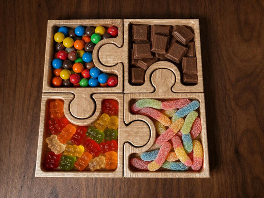 Interlocking Oak Jigsaw Serving Bowl, Charcuterie Board, Sweets Dish