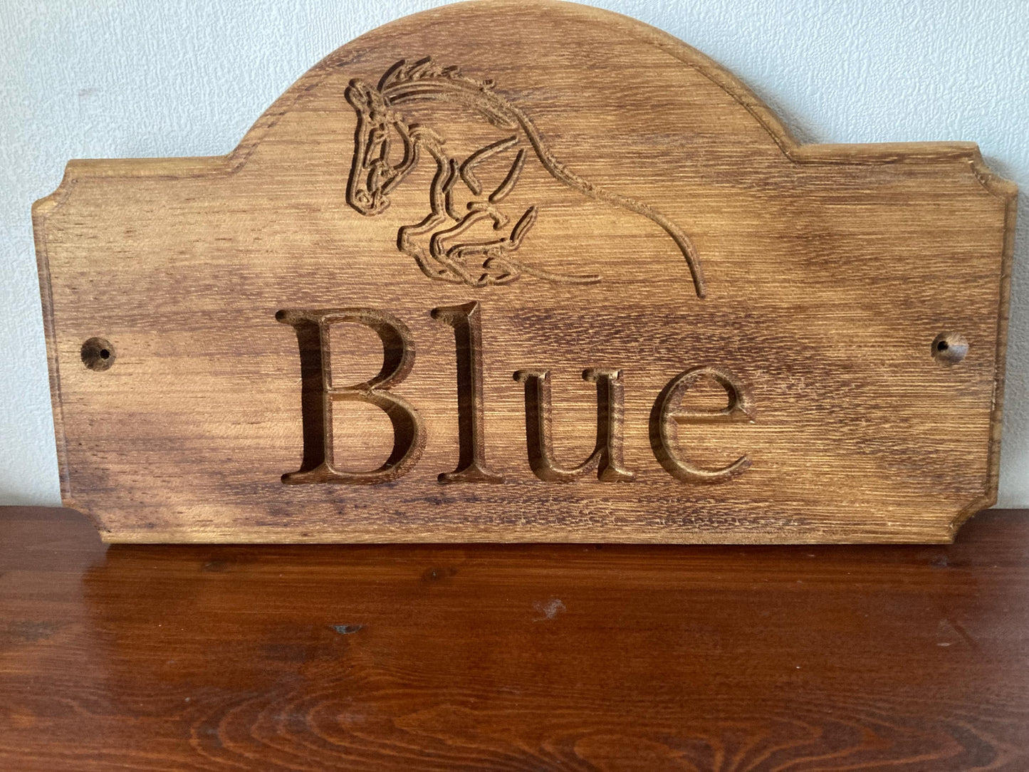 Personalised Horse Stable Name Plaque, Oak or Iroko Wood, Equine Sign