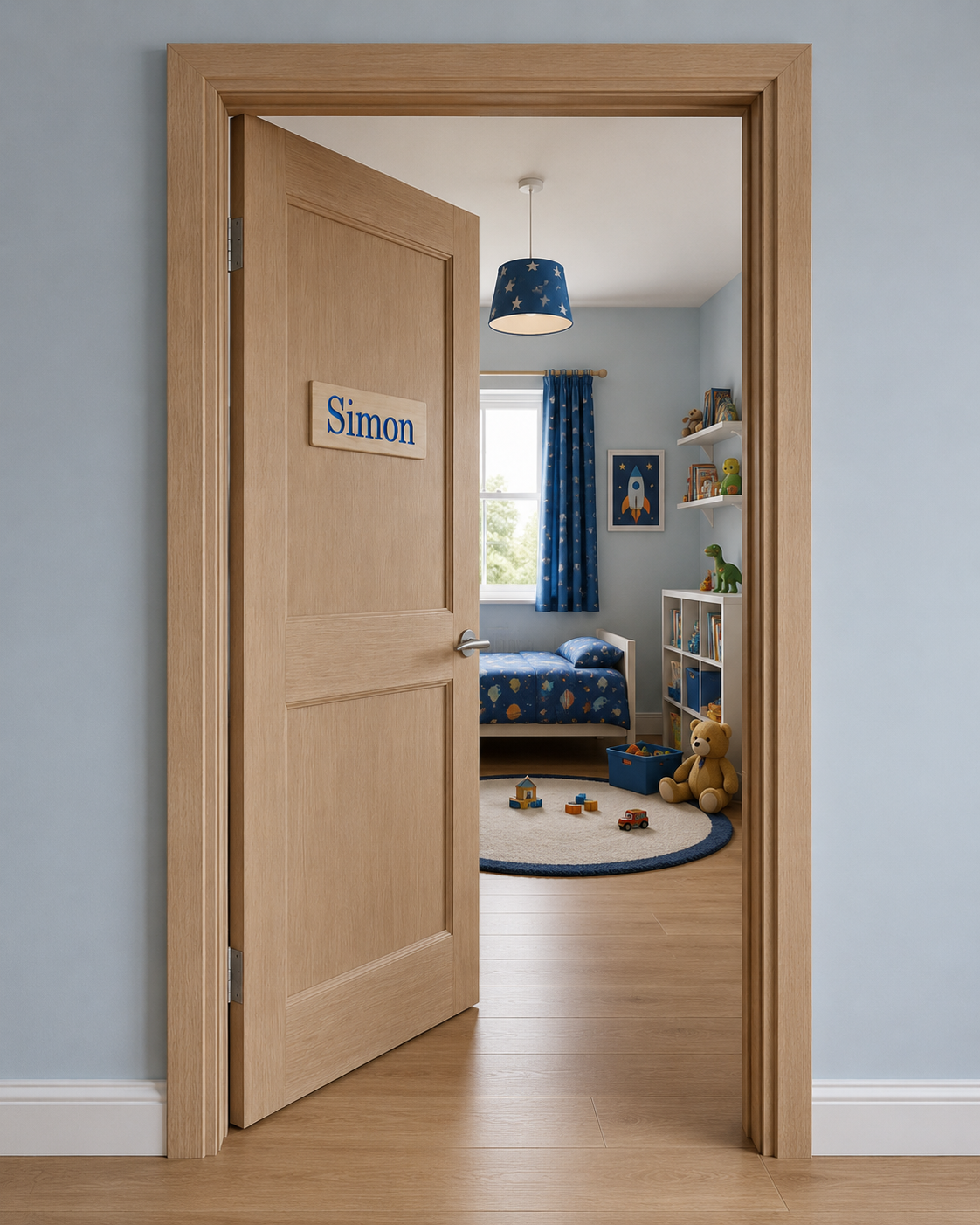 Childrens name door sign with painted lettering
