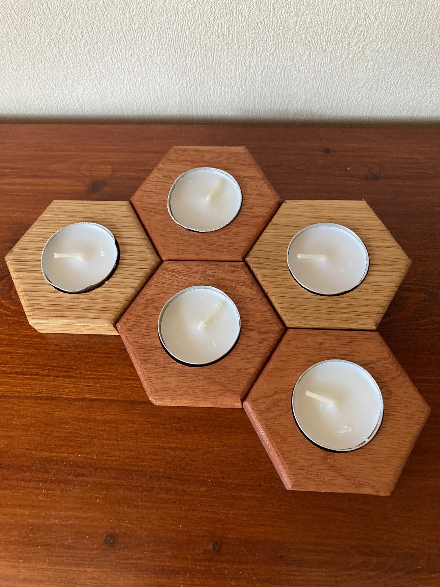 Hexagon, honeycomb shaped tea light holder