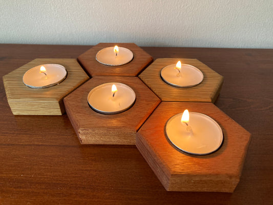 Hexagon, honeycomb shaped tea light holder