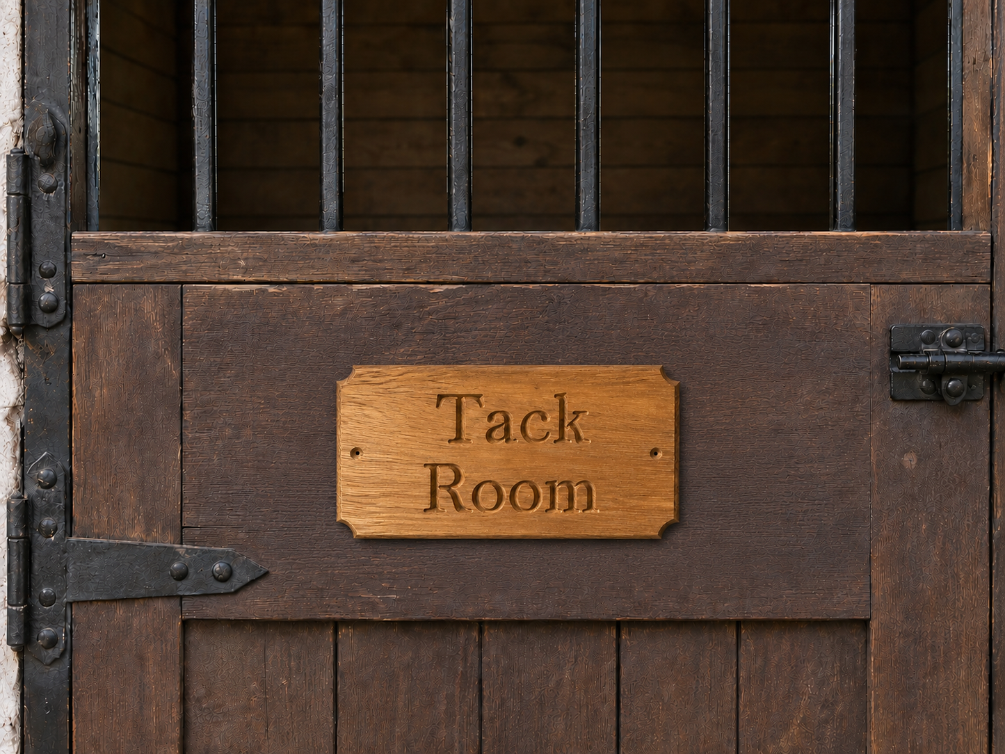 Personalised Stable Name Plaque, Oak or Iroko Wood, Equine Sign