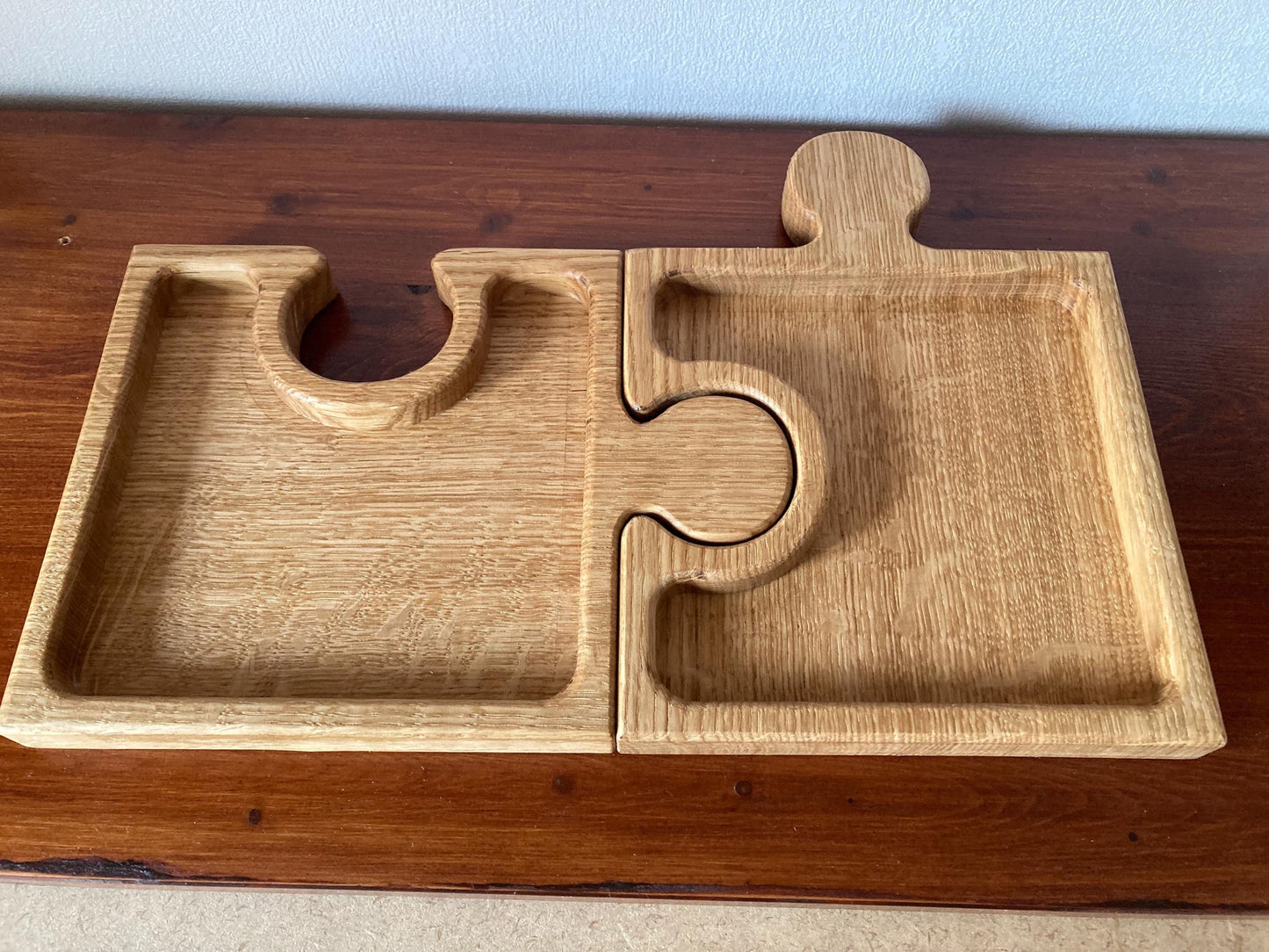 Interlocking Oak Jigsaw Serving Bowl, Charcuterie Board, Sweets Dish