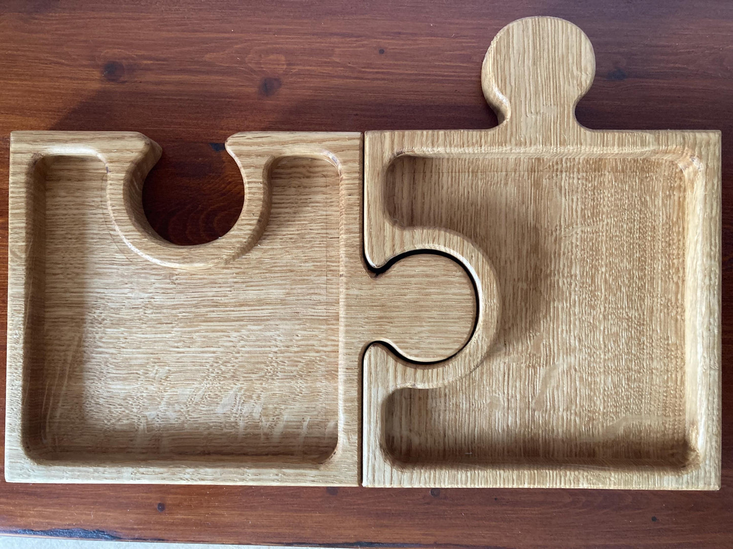 Interlocking Oak Jigsaw Serving Bowl, Charcuterie Board, Sweets Dish