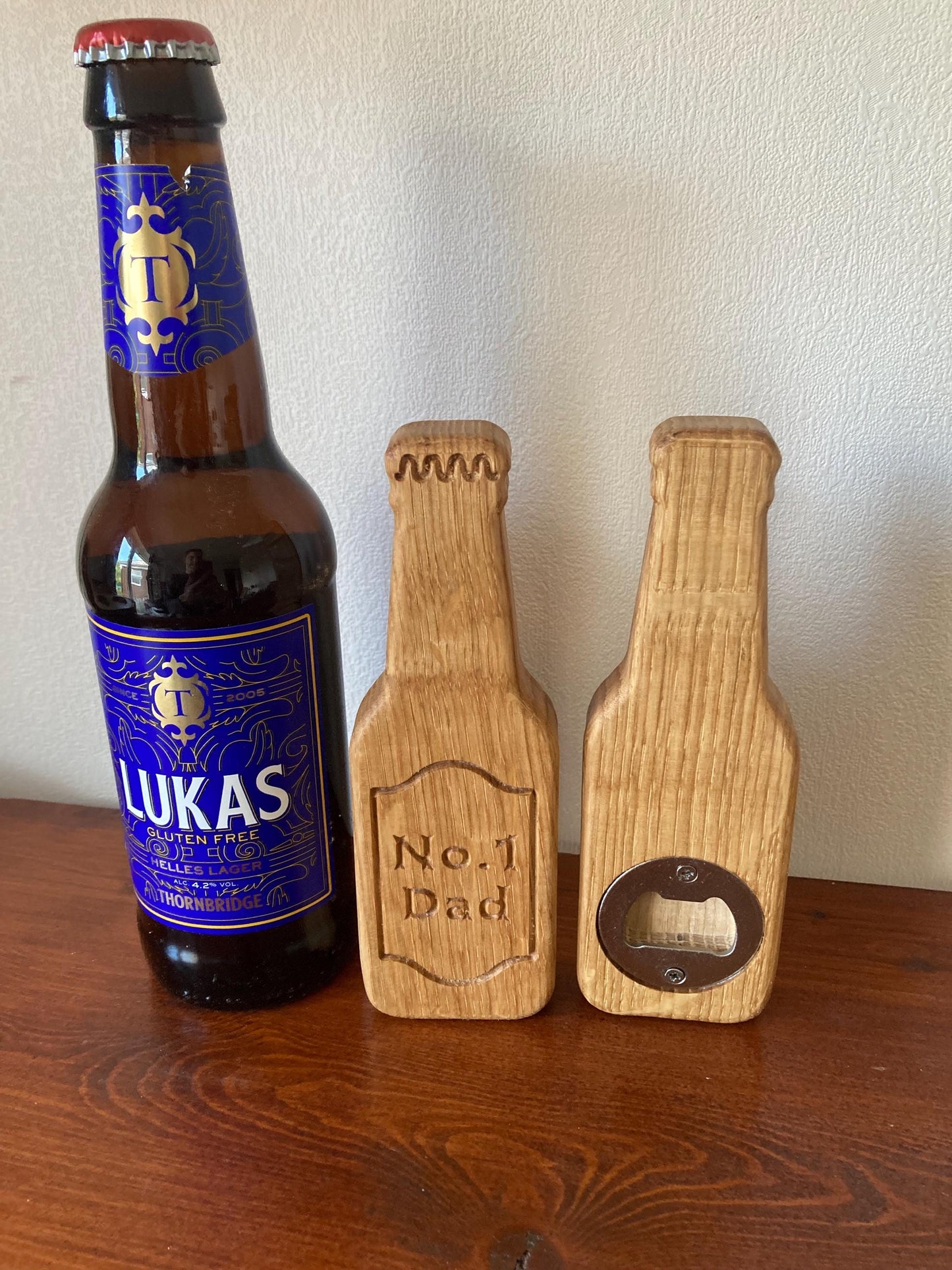 Oak Beer Bottle shaped Opener